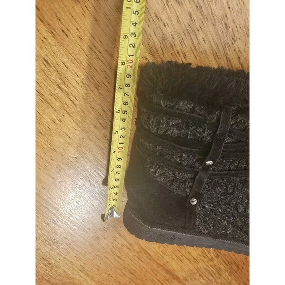 Muk Luks Boots Camila Women Size 9 Black Faux Fur Lined Knit Booties - Picture 8 of 11